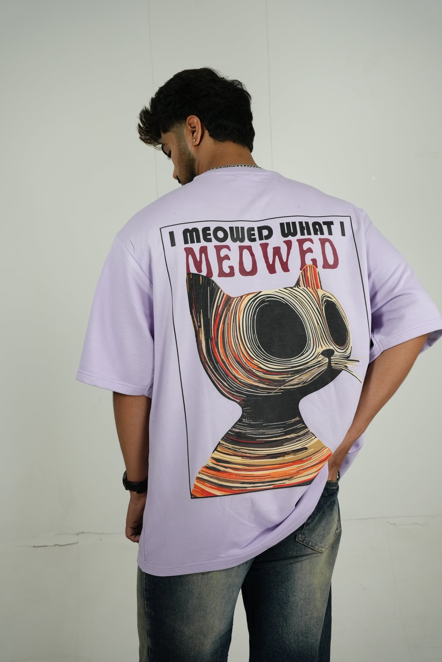 “I Meowed What I Meowed” Oversized Tee — SCRIBE Drop by Kalakaari Studios
